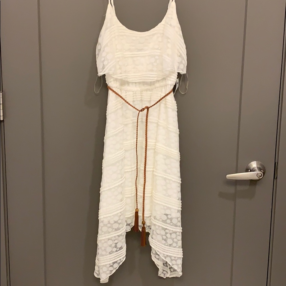 NWT white dress with brown belt